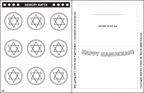 Hanukkah Coloring & Activity Book: Back of Memory Match Cards and Exterior of Greeting Card